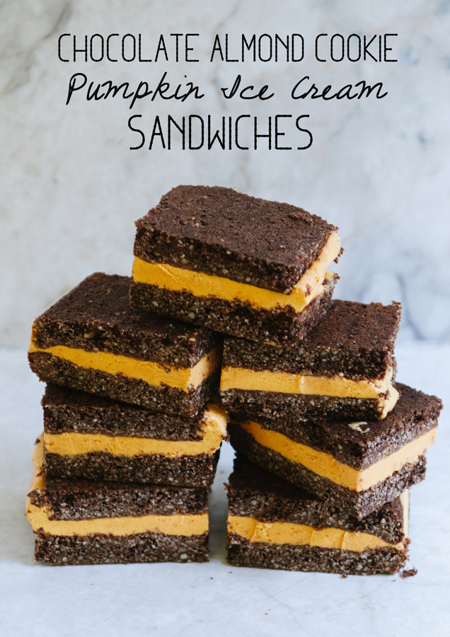 Chocolate Almond Cookie Pumpkin Ice Cream Sandwiches {Gluten-Free, Grain-Free} | So...Let's Hang Out