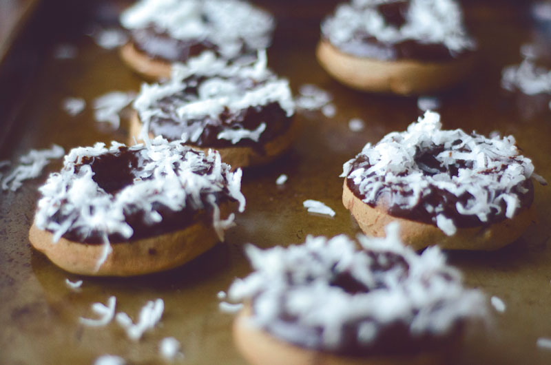 Gluten Free Almond Spiced Donuts With Chocolate & Coconut | Soletshangout.com