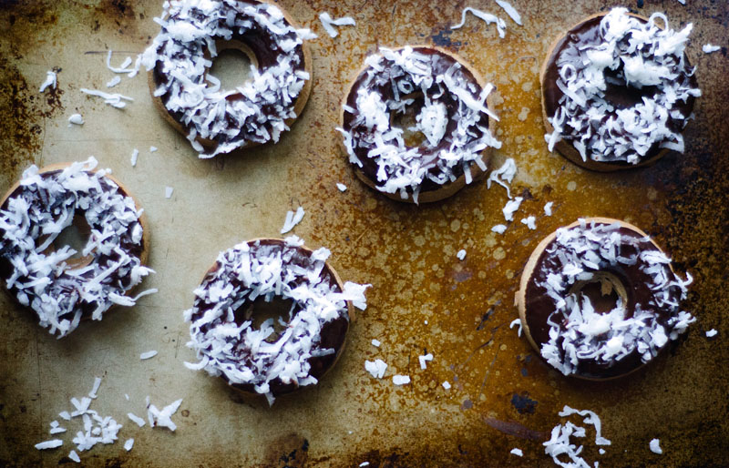Gluten Free Almond Spiced Donuts With Chocolate & Coconut | Soletshangout.com