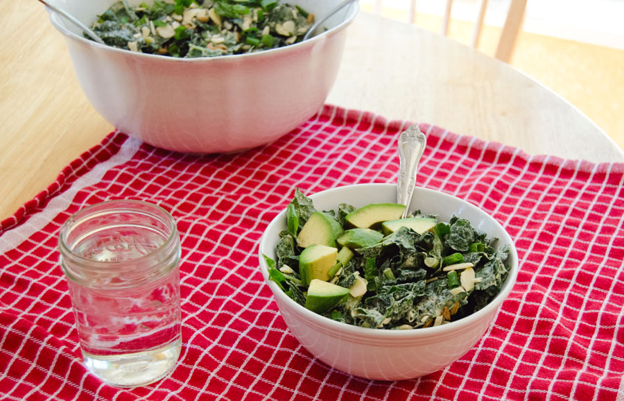 Raw Kale Salad With Creamy Almond Dressing | So... Let's Hang Out