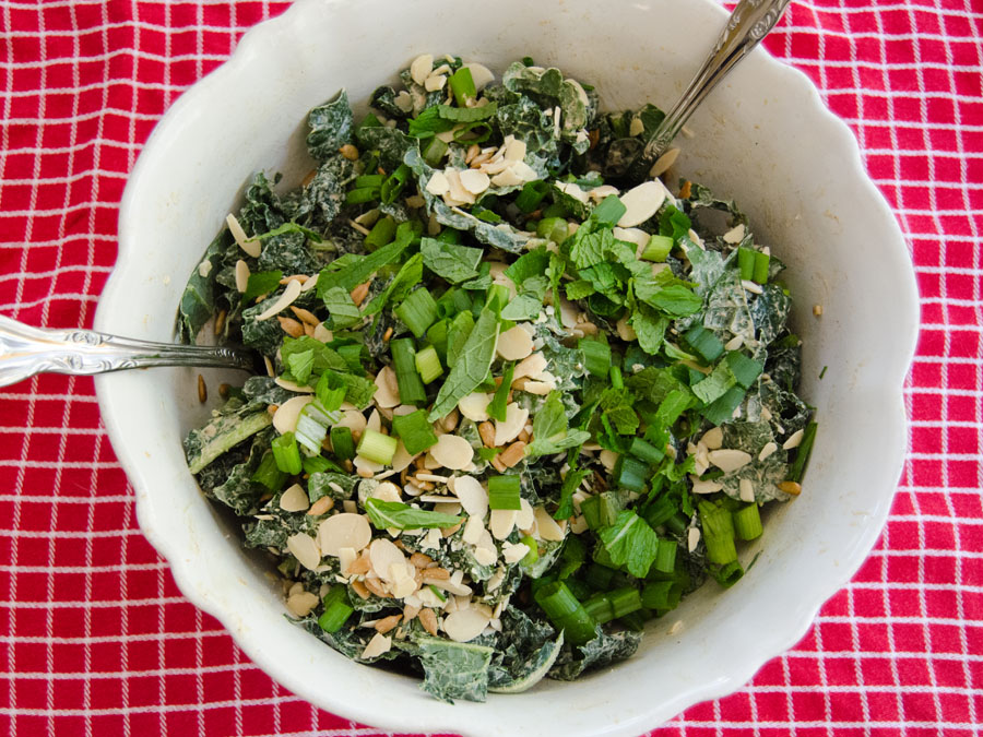 Raw Kale Salad With Creamy Almond Dressing | So... Let's Hang Out