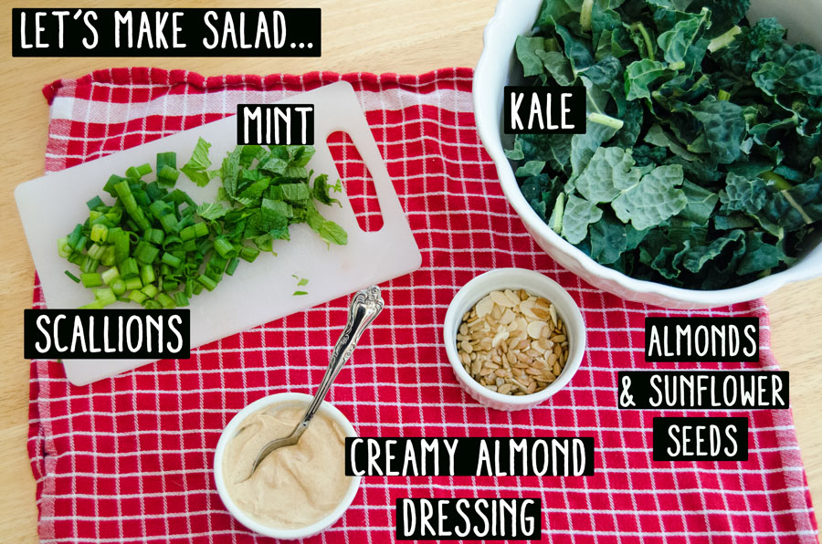 Raw Kale Salad With Creamy Almond Dressing | So... Let's Hang Out
