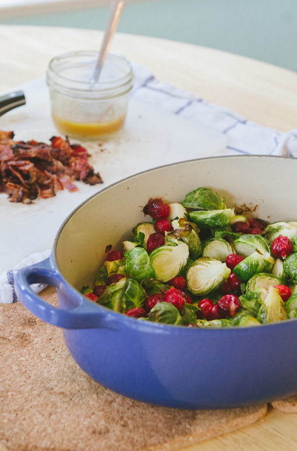 Bacon & Cranberry Roasted Brussels Sprouts With Honey Dijon Dressing 