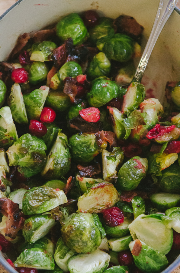 Bacon & Cranberry Roasted Brussels Sprouts With Honey Dijon Dressing 