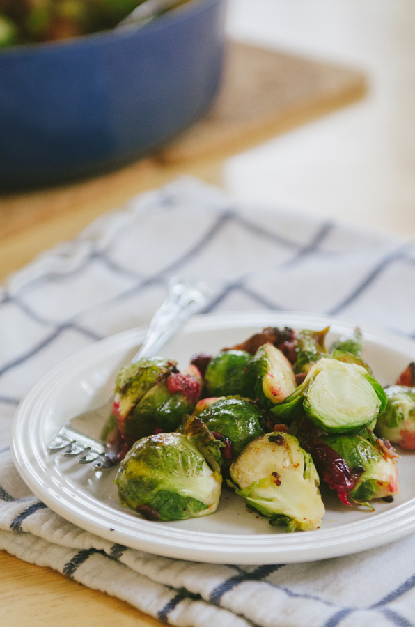 Bacon & Cranberry Roasted Brussels Sprouts With Honey Dijon Dressing 