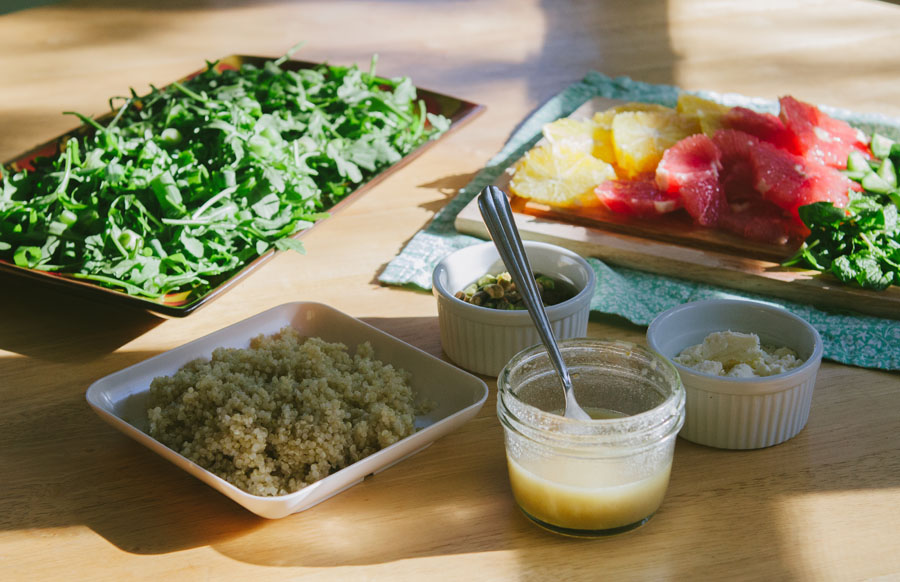 Arugula & Citrus Salad With Quinoa, Pistachios & Feta | soletshangout.com