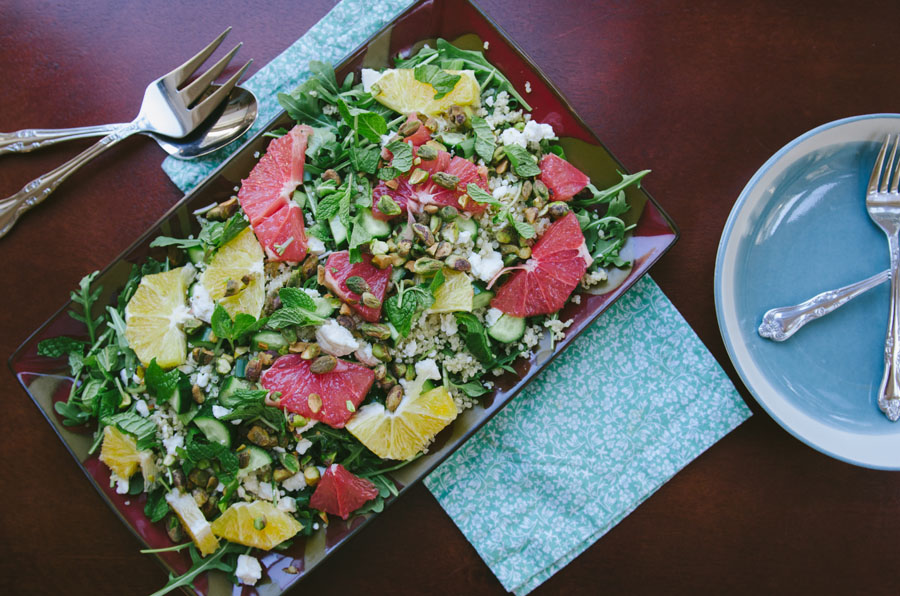 Arugula & Citrus Salad With Quinoa, Pistachios & Feta | soletshangout.com