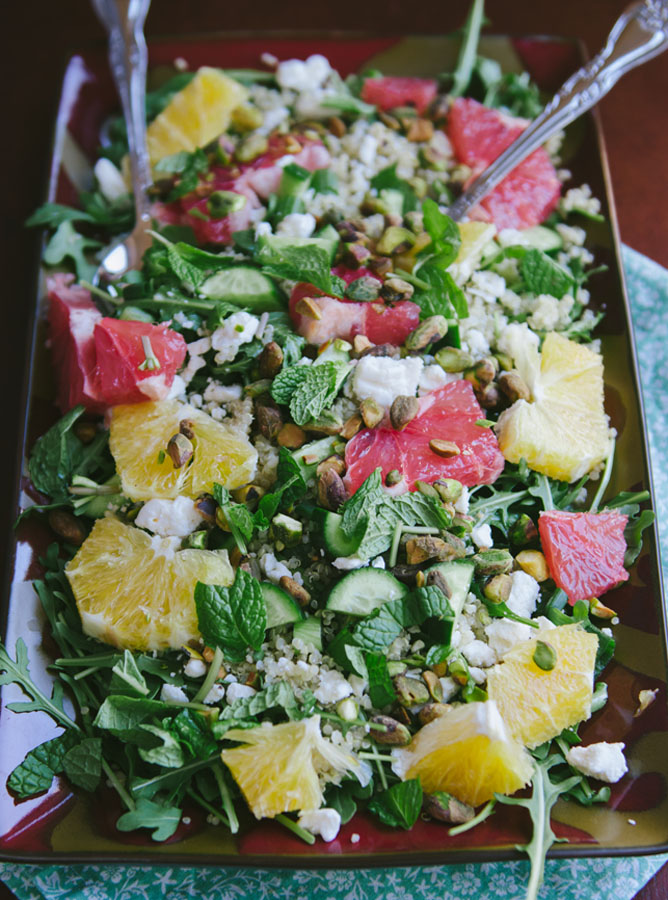 Arugula & Citrus Salad With Quinoa, Pistachios & Feta | soletshangout.com