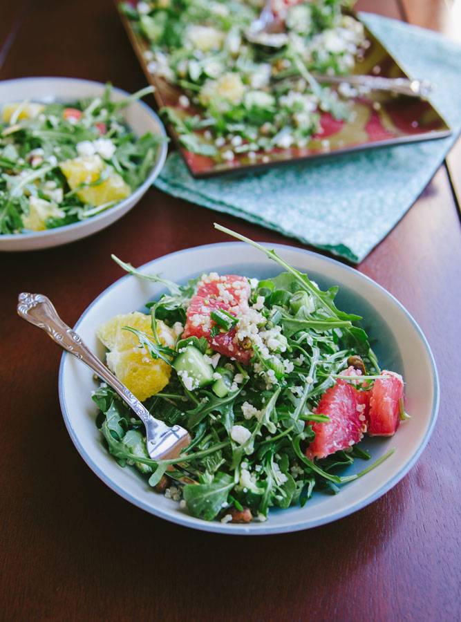 Arugula & Citrus Salad With Quinoa, Pistachios & Feta | soletshangout.com