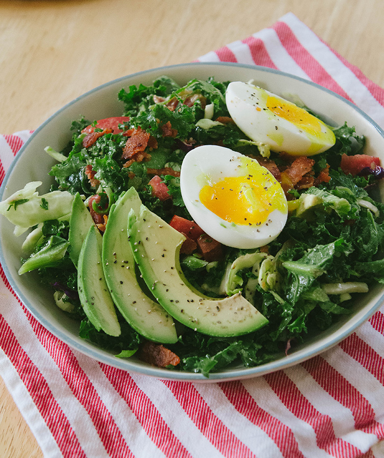 BLT Breakfast Salad With Soft Boiled Eggs & Avocado | soletshangout.com