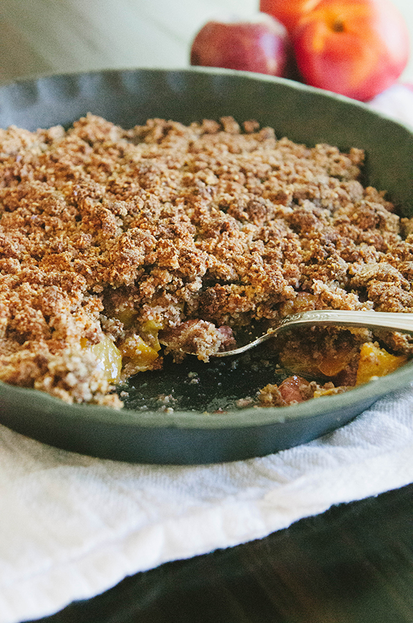 Grain-Free Stone Fruit Cobbler with Lime Coconut Cream| soletshangout.com #soletspigout #soletspigoutpotluck #grainfree #glutenfree #paleo #primal #vegan