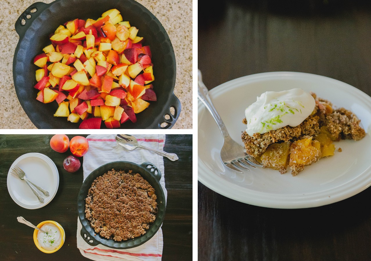 Grain-Free Stone Fruit Cobbler with Lime Coconut Cream| soletshangout.com #soletspigout #soletspigoutpotluck #grainfree #glutenfree #paleo #primal #vegan