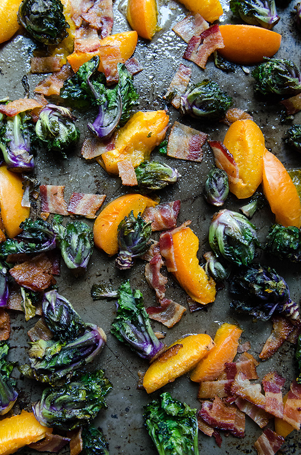 Roasted Kale Sprouts, Apricots & Bacon // by @SoLetsHangOut #breakfast #aip #autoimmuneprotocol #paleo #glutenfree #bacon #sidedish #kalesprouts #apricots #summer #eggfreebreakfast #eggallergy 