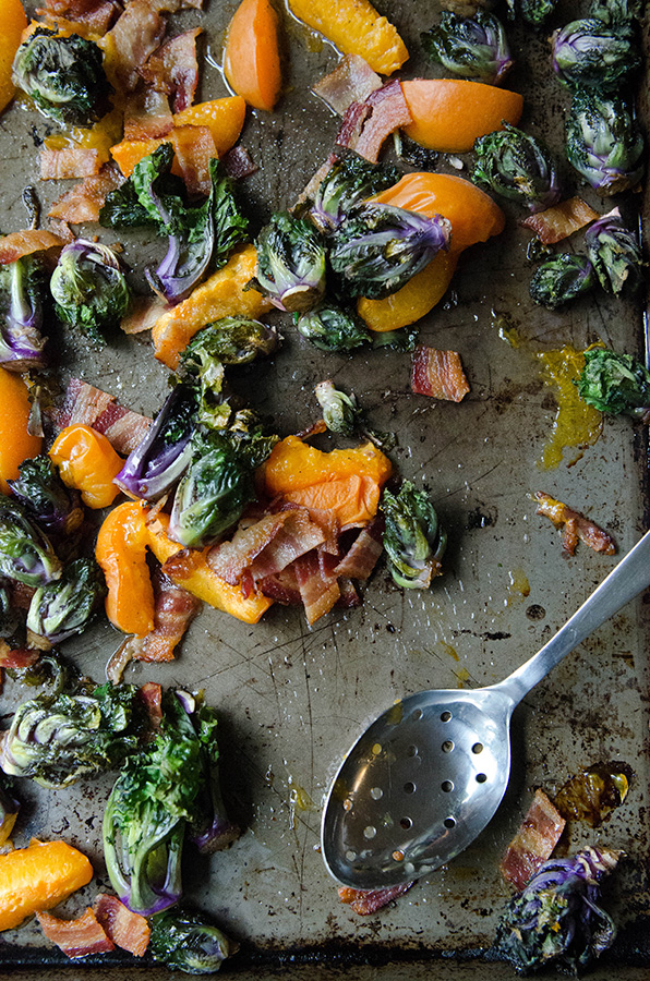 Roasted Kale Sprouts, Apricots & Bacon // by @SoLetsHangOut #breakfast #aip #autoimmuneprotocol #paleo #glutenfree #bacon #sidedish #kalesprouts #apricots #summer #eggfreebreakfast #eggallergy 