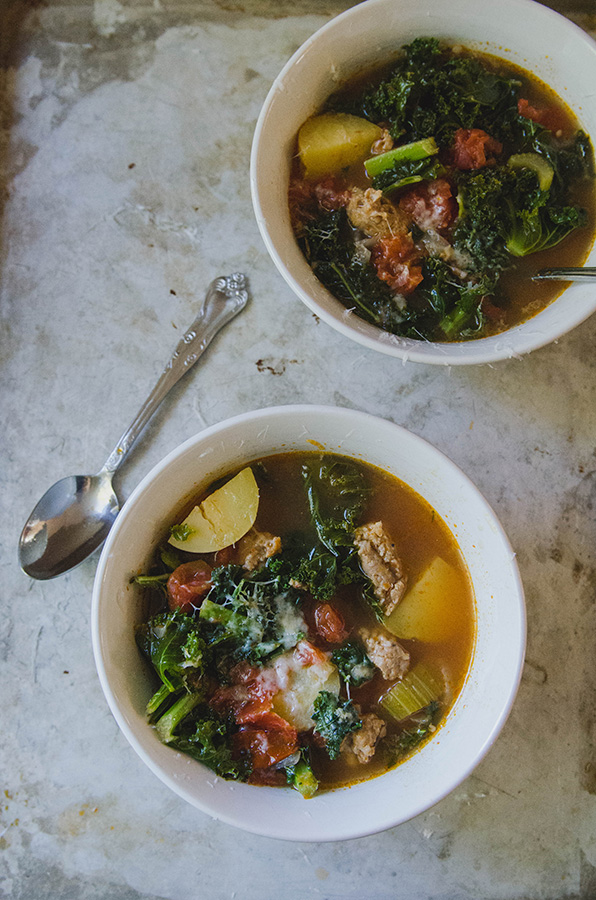 Dad's Favorite Spicy Sausage Soup with Kale by @SoLetsHangOut // www.soletshangout.com #glutenfree #soup #sausage #kale #spicy #paleo #whole30 #soup #stew 