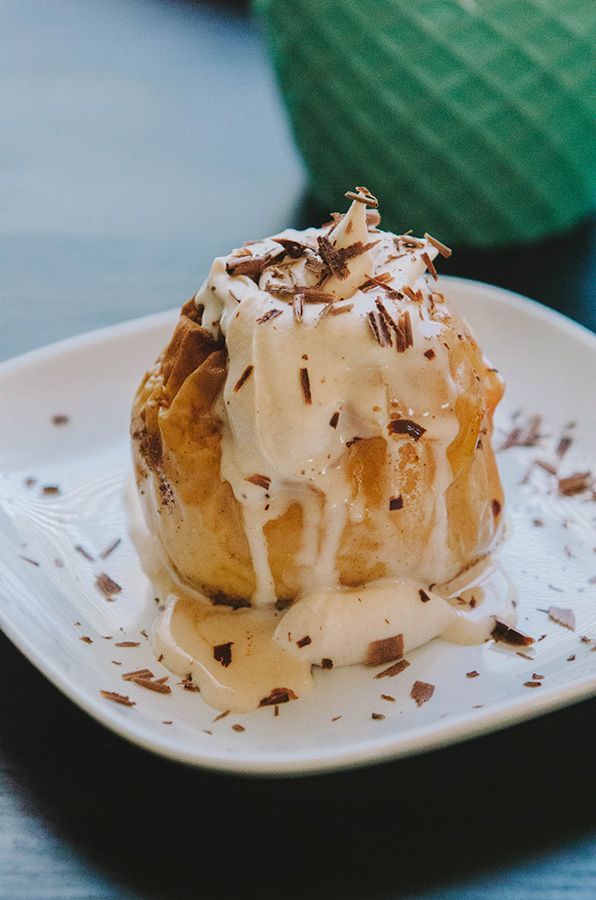 Elevate your favorite snack into a fall dessert with these Baked Apples + Whipped Peanut Butter Cream by @SoLetsHangOut. #glutenfree #grainfree #dairyfree #bakedapples #peanutbutter #fall #dessert 