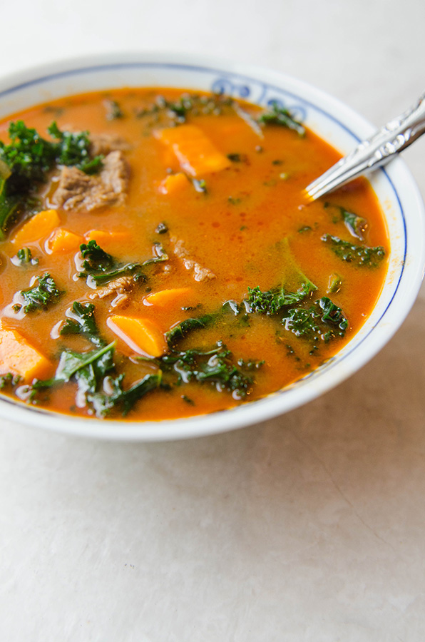 Red Curry Beef Stew with Sweet Potato & Kale by @SoLetsHangOut // #glutenfree #paleo #grainfree #stew #primal #redcurry #kale #beef #comfortfood