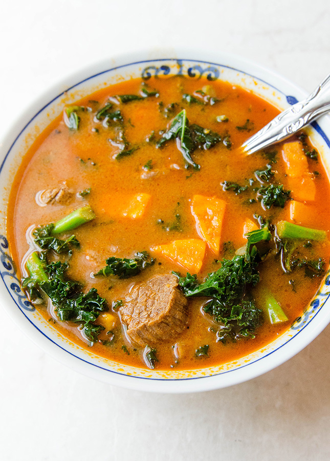 Red Curry Beef Stew with Sweet Potato & Kale by @SoLetsHangOut // #glutenfree #paleo #grainfree #stew #primal #redcurry #kale #beef #comfortfood